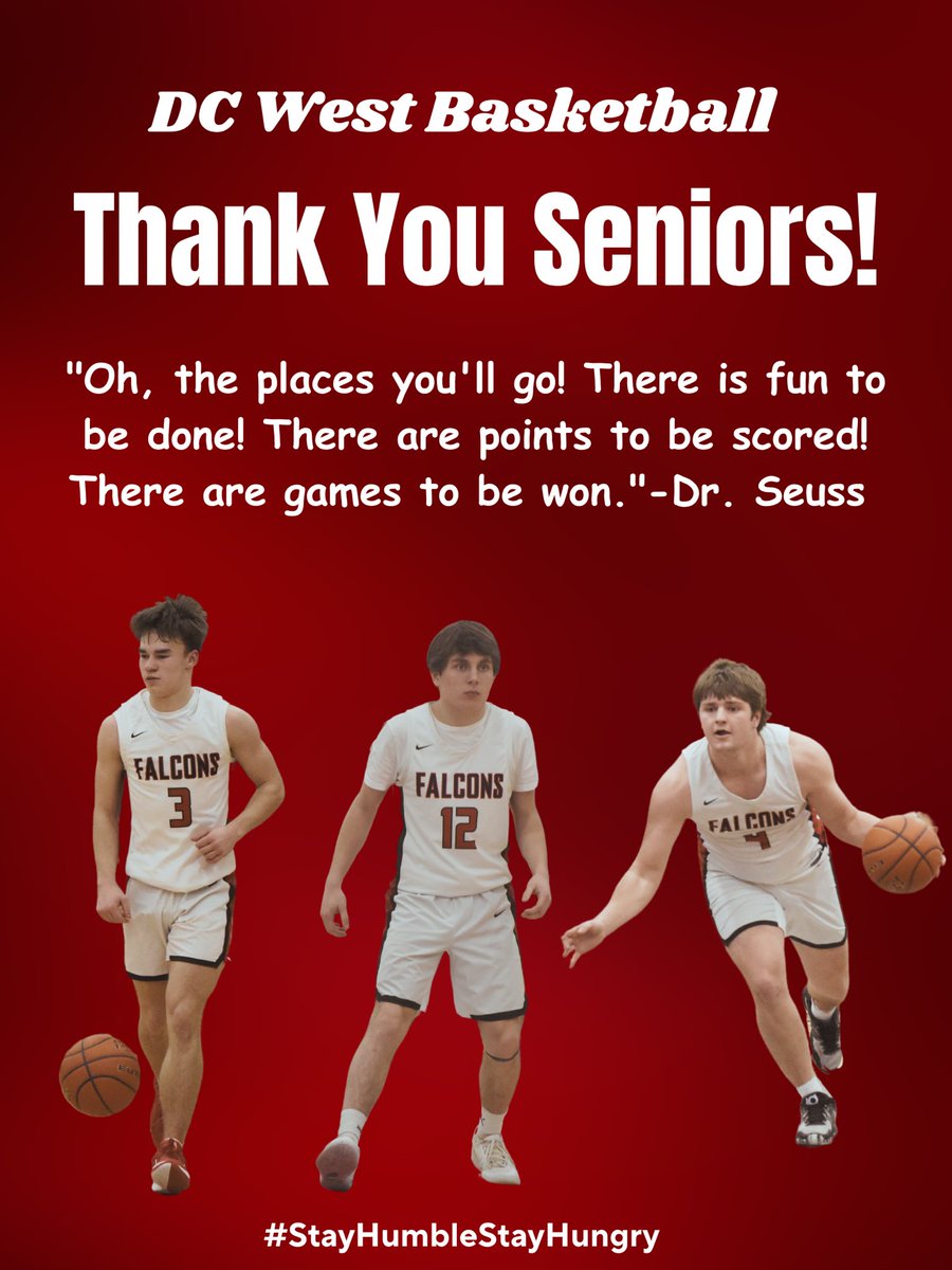 Congratulations to the Seniors graduating today, especially these 3! Will, Trent &amp; Karsten you have done so much to help shape DC West Basketball. Brotherhood, Pride, Desire, Improvement: you model &amp; represent these characteristics daily. We wish you all the best! #dcwestpride