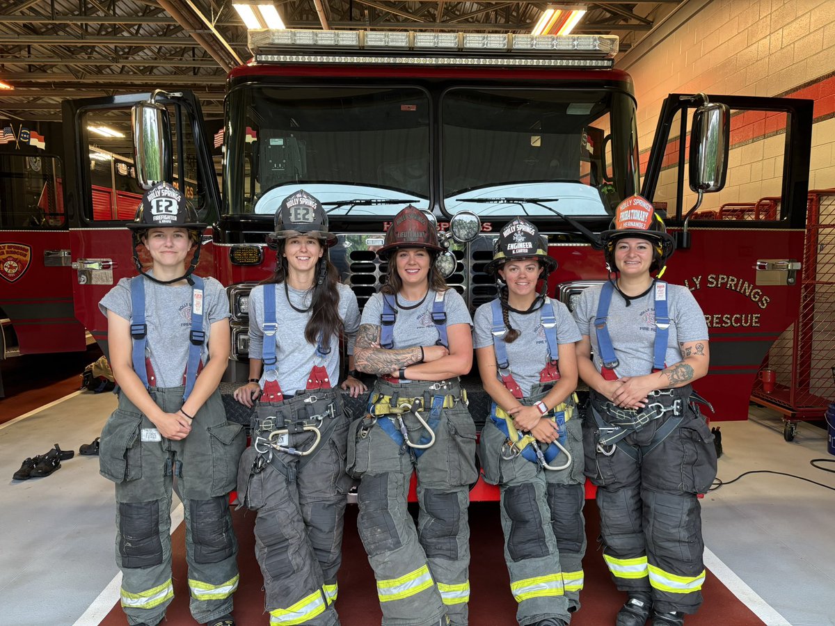 Today on #MothersDay, Holly Springs Fire Department Engine 2 is fully staffed by an all-female crew, led by Lt. Kendall Stinson- a firefighter and proud mom of twin girls.

To all the moms serving our community today and everyday: we salute you!
#WomenInFire #townofhollysprings