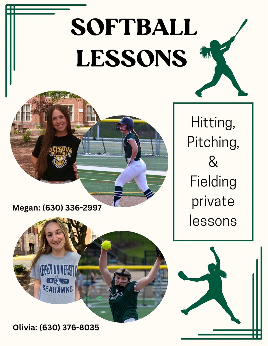 Pitching and Hitting Lessons run by two future college athletes!!! <a href="/megstieglitz12/">Megan Stieglitz 2025</a> <a href="/CoachMcGraneGW/">Coach McGrane</a> <a href="/Spielman_K/">Kristie Spielman-Phillip (Spielman Pitching)</a>