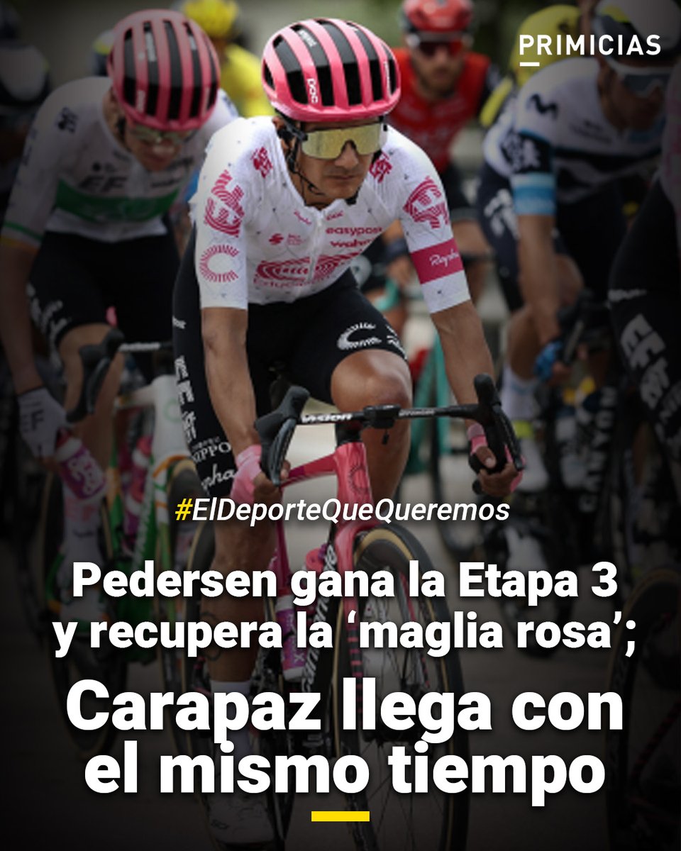 Primicias (@primicias) on Twitter photo #ElDeporteQueQueremos | Mads Pedersen se llevó su segunda victoria de etapa y recuperó la 'maglia rosa' en el Giro de Italia. Richard Carapaz llegó con el mismo tiempo que el vencedor. prim.ec/j9XQ50VQC8o
Un proyecto de <a href="/BancoPichincha/">Banco Pichincha</a> #ElDeporteQueQueremos | Mads Pedersen se llevó su segunda victoria de etapa y recuperó la 'maglia rosa' en el Giro de Italia. Richard Carapaz llegó con el mismo tiempo que el vencedor. prim.ec/j9XQ50VQC8o
Un proyecto de <a href="/BancoPichincha/">Banco Pichincha</a>