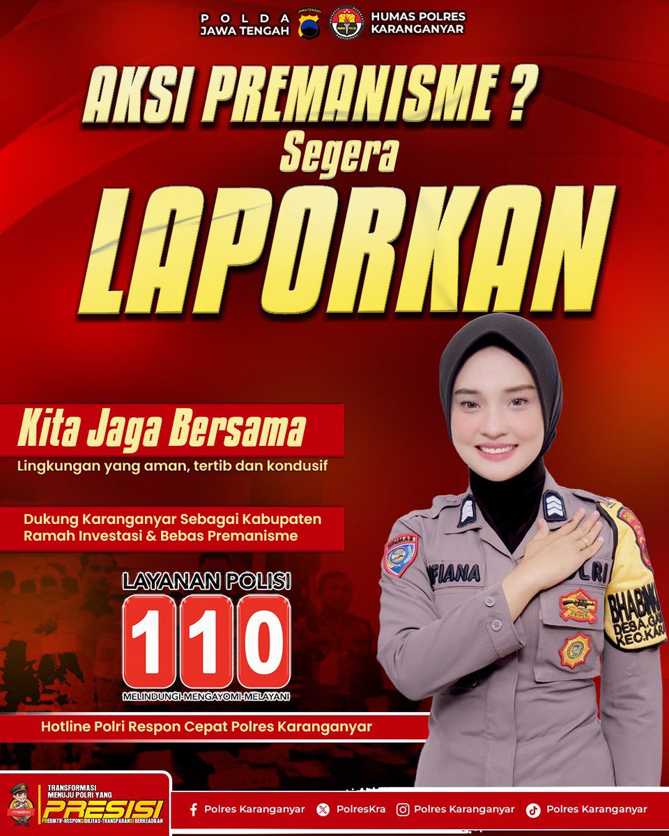 Jika Anda melihat atau mengalami aksi premanisme, segera laporkan! Mari bersama-sama menjaga lingkungan yang aman, tertib, dan kondusif demi mewujudkan Indonesia sebagai negara yang ramah investasi dan bebas dari premanisme.