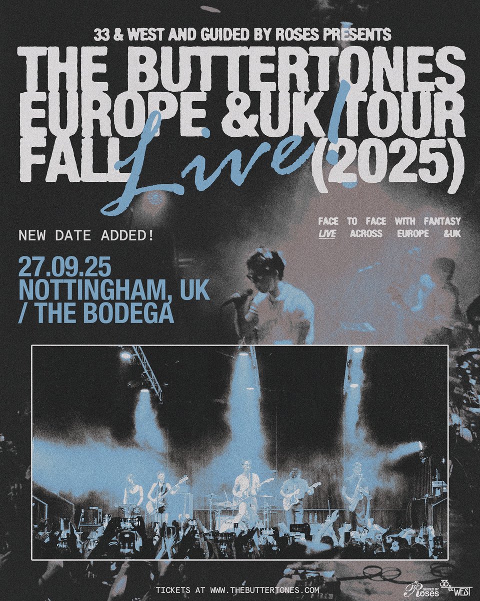 The Bodega (@bodeganotts) on Twitter photo GIG NEWS
Blending noir-surf, garage, and cinematic post-punk, LA cult heroes <a href="/Btonesband/">The Buttertones</a> mark a Notts stop on 27th September, with recent LP 'Face to Face With Fantasy' in tow.
Tickets are on sale now 👉 alt.tkts.me/tl/i7yv GIG NEWS
Blending noir-surf, garage, and cinematic post-punk, LA cult heroes <a href="/Btonesband/">The Buttertones</a> mark a Notts stop on 27th September, with recent LP 'Face to Face With Fantasy' in tow.
Tickets are on sale now 👉 alt.tkts.me/tl/i7yv