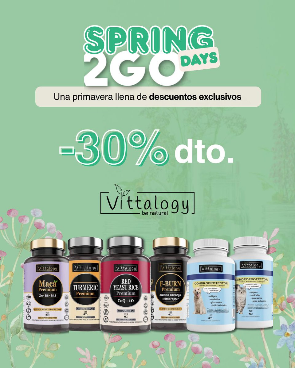 Del 5 al 18 de mayo, en Farma2Go tienes un 30% de descuento en productos Vittalogy.

💛 ¿Te falta energía?
💜 ¿Necesitas descansar mejor?
💚 ¿Quieres aportar ese extra de vitaminas a tu día?

✨ Elige cuidarte con lo que realmente necesitas.

#Vittalogy #Spring2Go #Farma2Go