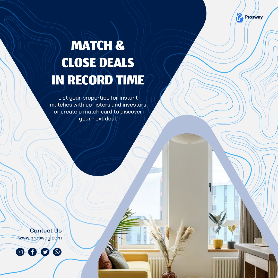 theprosway's tweet image. 🔍 Searching for the perfect real estate deal?
Prosway’s advanced matchmaking algorithm connects you with the best opportunities tailored to your needs🏡✨
#SmartMatchmaking #Prosway #RealEstateTech #PropertySearch #InvestSmart #RealtorTools