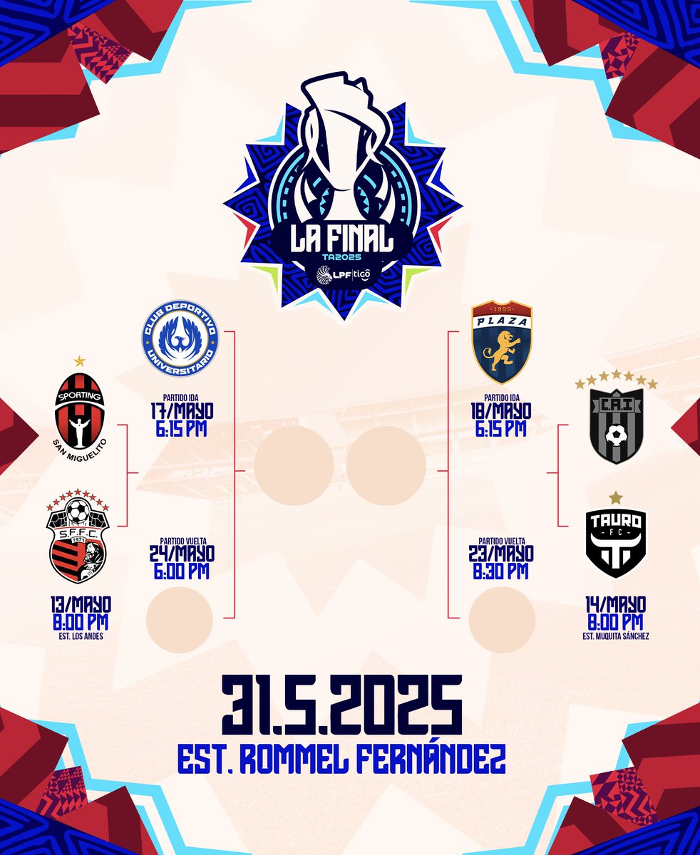 ¡𝐄𝐋 𝐂𝐀𝐌𝐈𝐍𝐎 𝐇𝐀𝐂𝐈𝐀 𝐋𝐀 𝐅𝐈𝐍𝐀𝐋! 🤩🏆

Así serán los cruces de las llaves de playoffs, de cara a las semifinales del Torneo Apertura 2025 de la #LPFTigo. 

¿Cuál es tu equipo favorito al título? 🤔

#NuestroFútbol