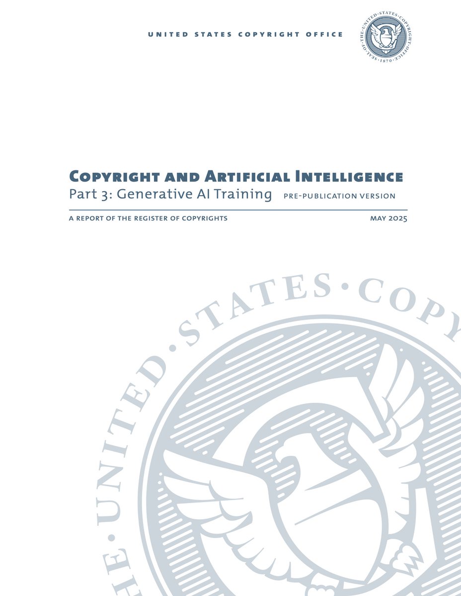 The Copyright Office's new report is balanced, pragmatic, and legally sound. While careful to avoid wading into currently pending legal disputes which are fact specific, it supports creators' position than AI training isn't automatically fair use, and that licensing is necessary.