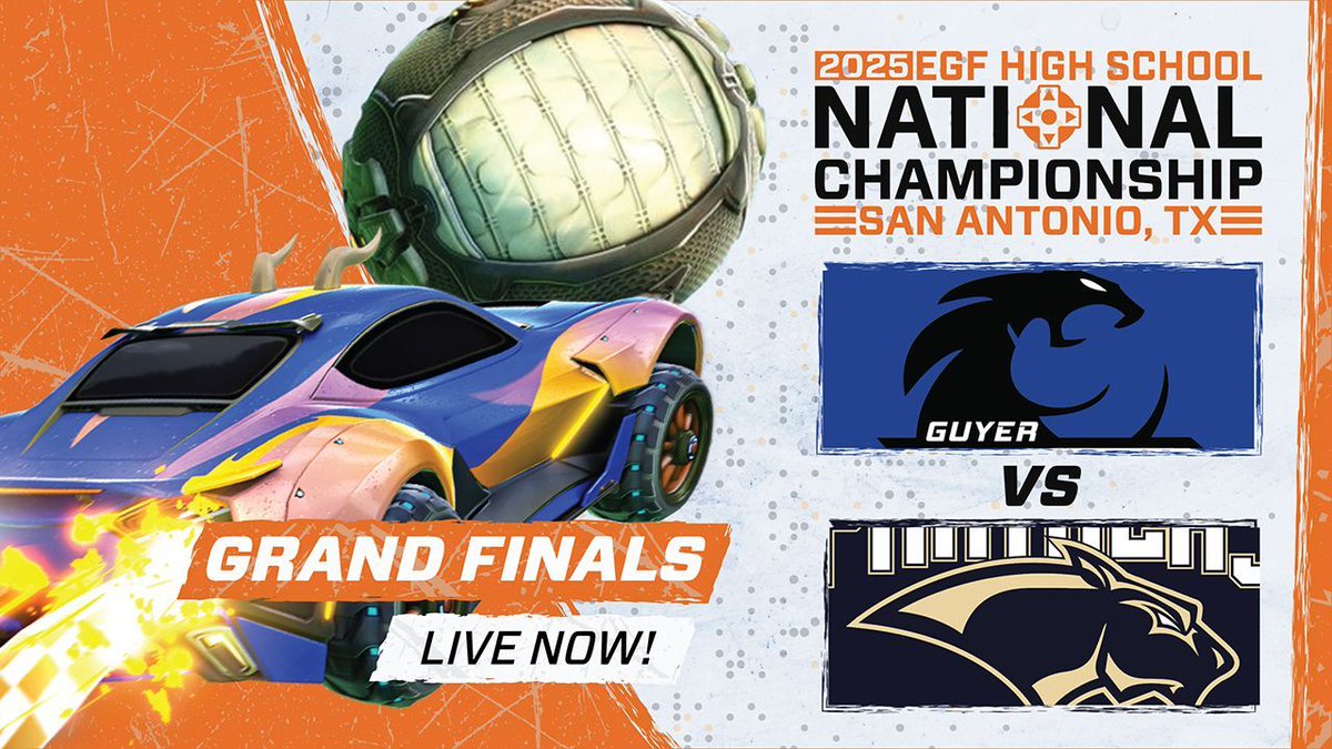 The 2025 EGFH #RocketLeague Nationals Championship Grand Finals are live now! It's Guyer High School Obsidian vs Ben Franklin High School Panthers!

Stream it live now on twitch.tv/rallycryoffici…!