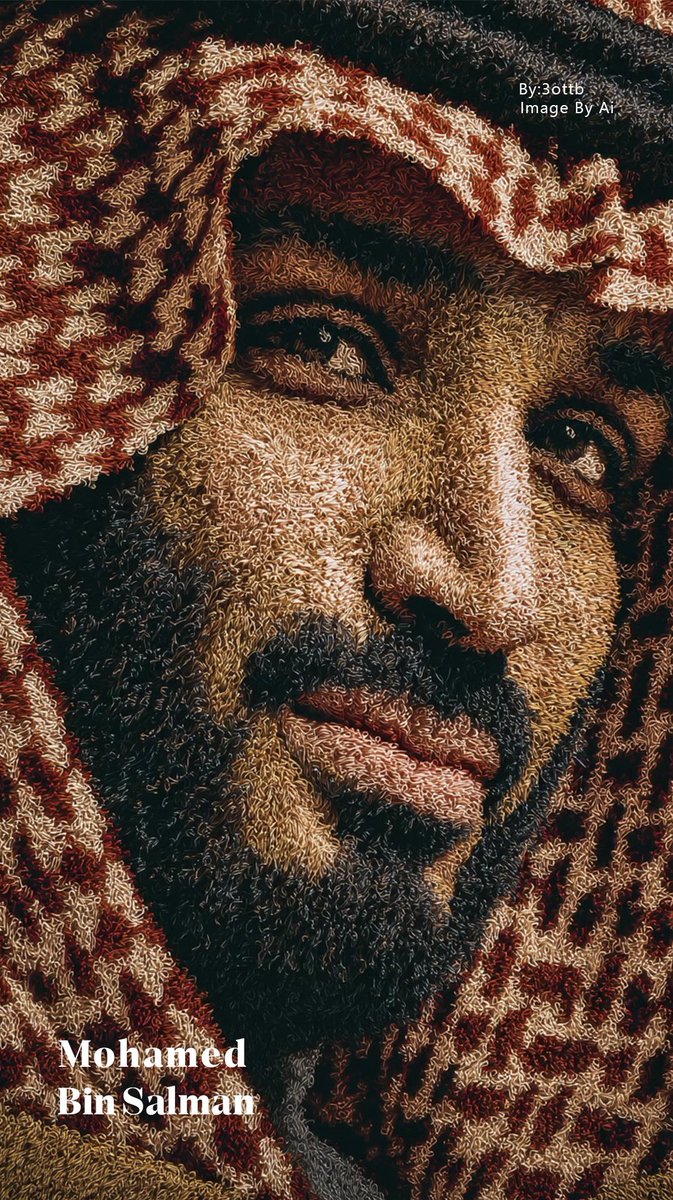 صورة لولي العهد الأمير محمد بن سلمان،  بأسلوب 
" النسيج " المستوحى من فن السجاد ..  
#محمد_بن_سلمان