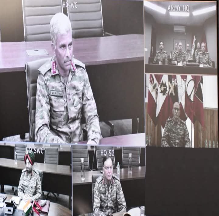 Whoisazharr's tweet photo. Bunyān al-Marsūs, Pakistan Armed Forces played its role with excellence.The “Marhoor” hacked a high-level video conference of the Indian Army and recorded the entire conversation.
In the image, Army Chief and all the command commanders are clearly visible.
#IndiaPakistanWar https://t.co/GECzvynyrf