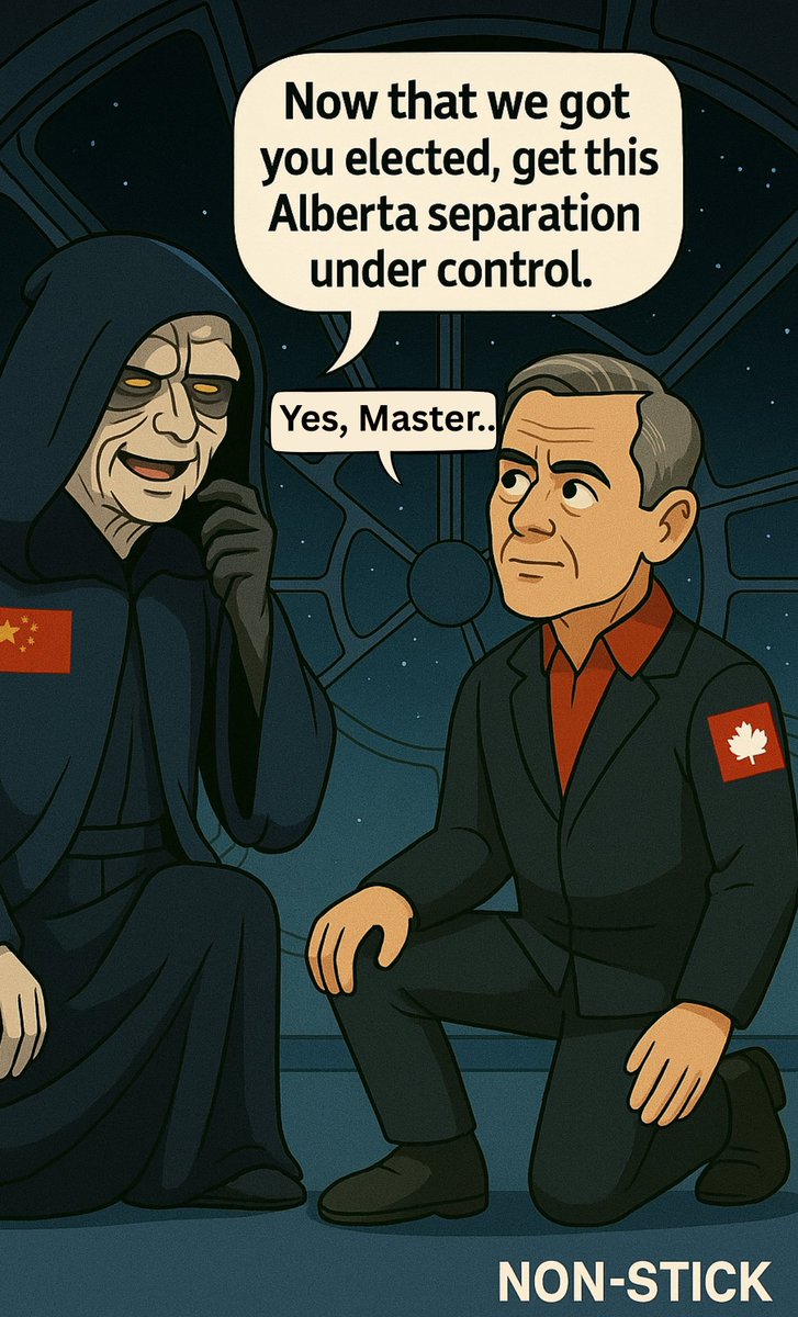 RealNonStick's tweet image. When democracy starts to sound more like The Empire Orders. Alberta, compliance is… inevitable.
#NonStickSatire #Wexit #WexitAlberta #CanadaPolitics #MarkCarney #ChinaInfluence #StarWarsParody #Satire #PoliticalSatire #MemeWarfare #ComedyGold