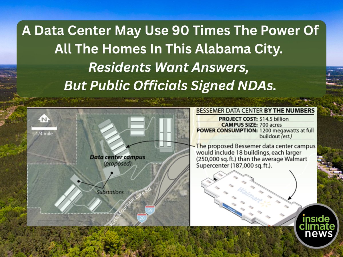 Lee Hedgepeth (@lee_hedgepeth) on Twitter photo These Alabamians want answers about what may be one of the largest data centers in the world, built right in their backyards, but their mayor and various city staff have signed non-disclosure agreements with the development company. Full story: insideclimatenews.org/news/11052025/… These Alabamians want answers about what may be one of the largest data centers in the world, built right in their backyards, but their mayor and various city staff have signed non-disclosure agreements with the development company. Full story: insideclimatenews.org/news/11052025/…