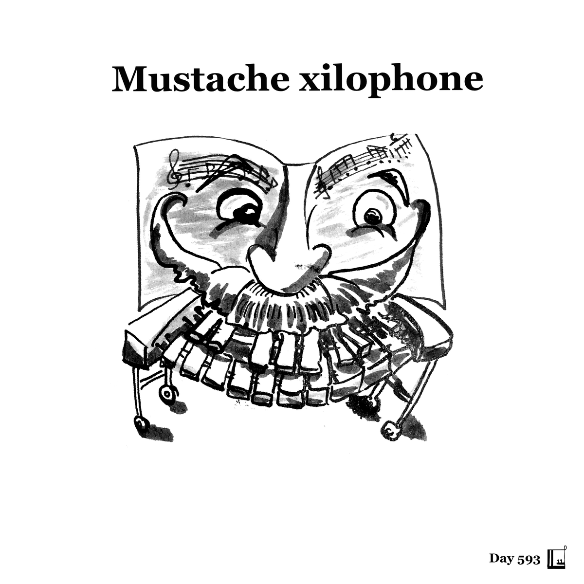 BiancaFlaviaTo2's tweet photo. I can't believe it s already day 593 of my ongoing 10,000 Days of Drawing Challenge, 
Today I am drawing a cheerful xylophone with a mustache!

#XylophoneArt #HappyFaces #MusicalCharacters #InkIllustration

This cheerful xylophone is all Mustache! What happy songs does it play? https://t.co/EySkvYBcxF
