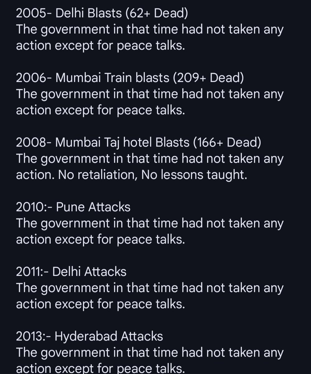 ThV_sinamika's tweet photo. After these All attacks Modi Comes as PM of India. No more peace talks with a terror-supporting Nations. Please Understand these support him and Our Indian Army. Don't loose any hope. Don't fall into false informations
#IndianArmy #IndiaPakistanWar #ceasefire #jaibts https://t.co/hA6mytUTUd
