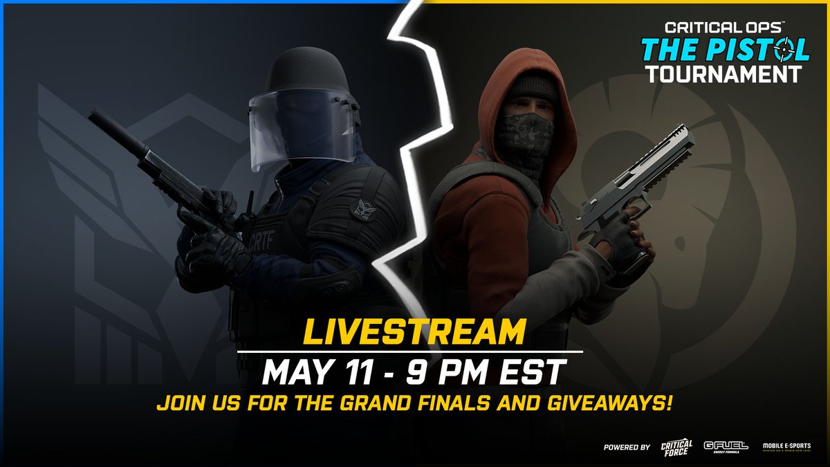 MOBILE E-SPORTS (@esports_mobile) on Twitter photo Are you ready for the Grand Finals of the <a href="/CriticalOpsGame/">Critical Ops</a> Pistol Tournament? Be sure to join the stream today at youtube.com/@CriticalOpsEs… for an epic #esports show and for more giveaways. We look forward to seeing you! #CriticalOps #esports Are you ready for the Grand Finals of the <a href="/CriticalOpsGame/">Critical Ops</a> Pistol Tournament? Be sure to join the stream today at youtube.com/@CriticalOpsEs… for an epic #esports show and for more giveaways. We look forward to seeing you! #CriticalOps #esports