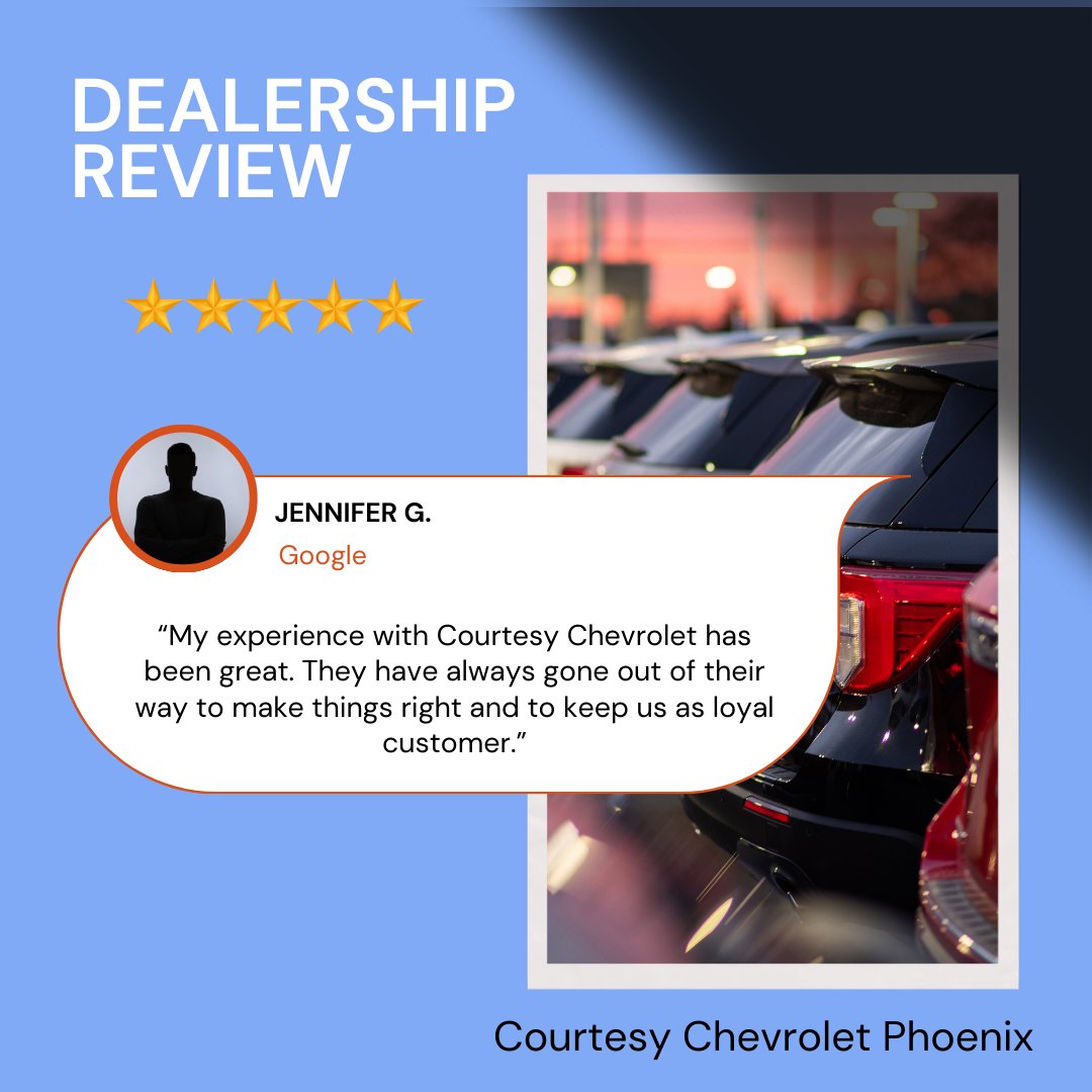 CourtesyChevCom's tweet image. Jennifer, thank you for sharing your experience! We’re thrilled to hear that we’ve been able to meet your expectations and keep you as a loyal customer. We appreciate your continued trust and look forward to serving you again!