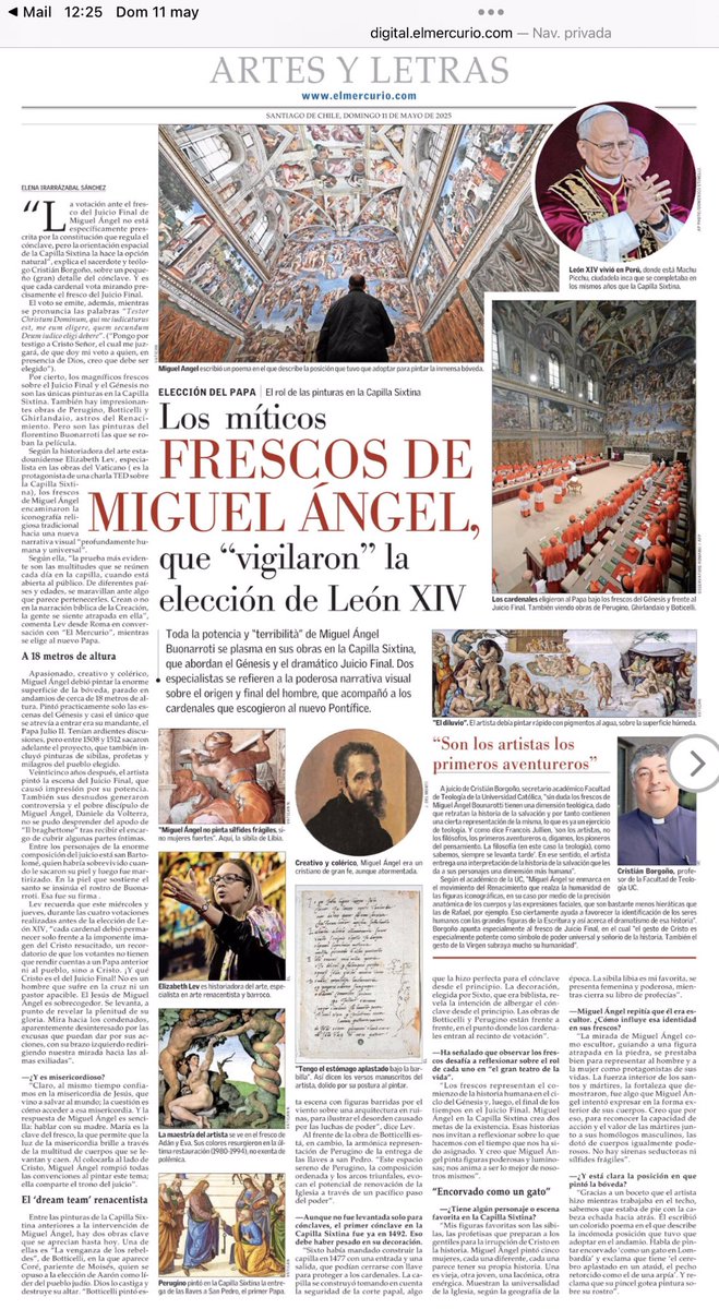 Elena Irarrázabal (@e_irarrazabal) on Twitter photo Miguel Ángel pintaba la Capilla Sixtina mientras surgía la ciudadela de Machu Picchu. Esos frescos acompañaron (o tal vez influyeron?) en la elección de León XIV. Gracias a <a href="/lizlevrome/">Elizabeth Lev</a> y <a href="/CBorgono/">Cristián Borgoño</a> por explicar la potente narrativa de Miguel Ángel. Miguel Ángel pintaba la Capilla Sixtina mientras surgía la ciudadela de Machu Picchu. Esos frescos acompañaron (o tal vez influyeron?) en la elección de León XIV. Gracias a <a href="/lizlevrome/">Elizabeth Lev</a> y <a href="/CBorgono/">Cristián Borgoño</a> por explicar la potente narrativa de Miguel Ángel.