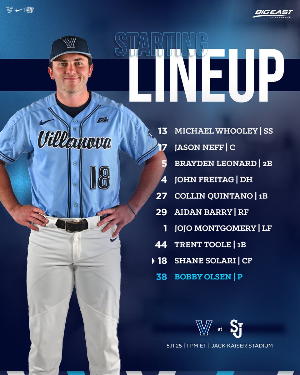 VUBaseball's tweet image. Starting IX for the rubber match against St. John's!

#GoNova