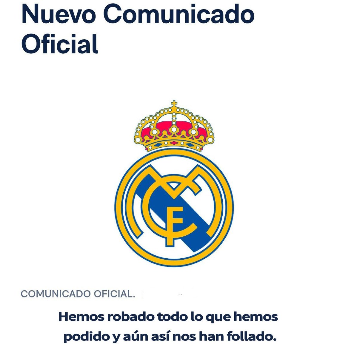 Sendoh98's tweet photo. @As_TomasRoncero Ni robando pueden ganar, que te parece el nuevo comunicado? https://t.co/RXZ9SbncYo