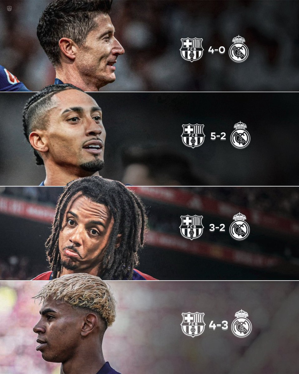 #برشلونه_ريال_مدريد

للتاريخ اربع انتصارات متتالية في موسم واحد لم تحدث سابقا 💙❤️✅