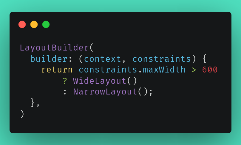 prahack_'s tweet image. 27/365
🧱 Want your widgets to adapt within their parent? Use LayoutBuilder.
LayoutBuilder gives access to the size constraints of the parent widget:
It’s a must-have for building truly responsive UIs in Flutter.
#FlutterResponsive #LayoutBuilder #AdaptiveUI #Flutter365