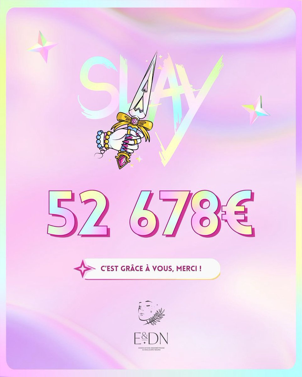 Ensemble, nous avons atteint la somme incroyable de 52 678€ pour soutenir l'association E&amp;DN !

On n’a pas les mots pour vous dire à quel point on est ému·e·s, reconnaissant·e·s, et surtout fier·e·s de cette communauté de SLAYEUREUSES ✨🔥
