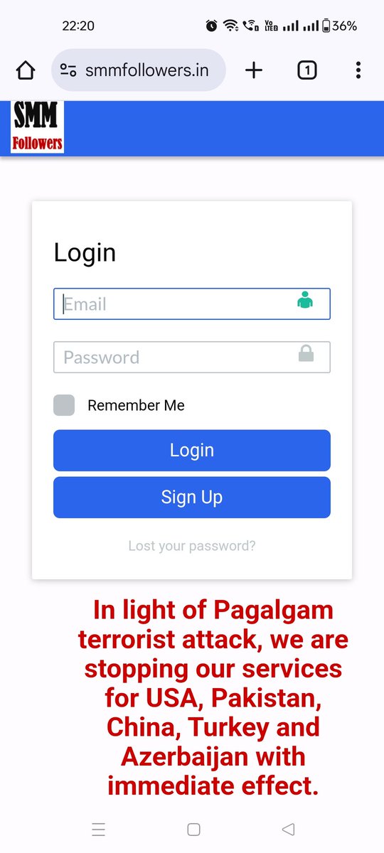 In light of Pagalgam terrorist attack, we are stopping our services for USA, Pakistan, China, Turkey and Azerbaijan with immediate effect.

#IndiaPakistanWar #IndianArmy