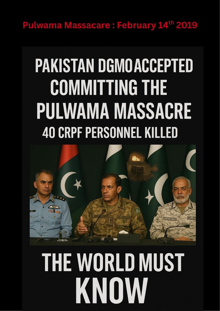 Pakistan has admitted its role in the Pulwama attack, claiming over 40 lives. 
As if that wasn’t enough, another brutal attack in Pahalgam shakes our nation. 
These actions can’t go unnoticed. The truth is out, and consequences must follow. 

#PulwamaAttack #IndiaPakistanConflict