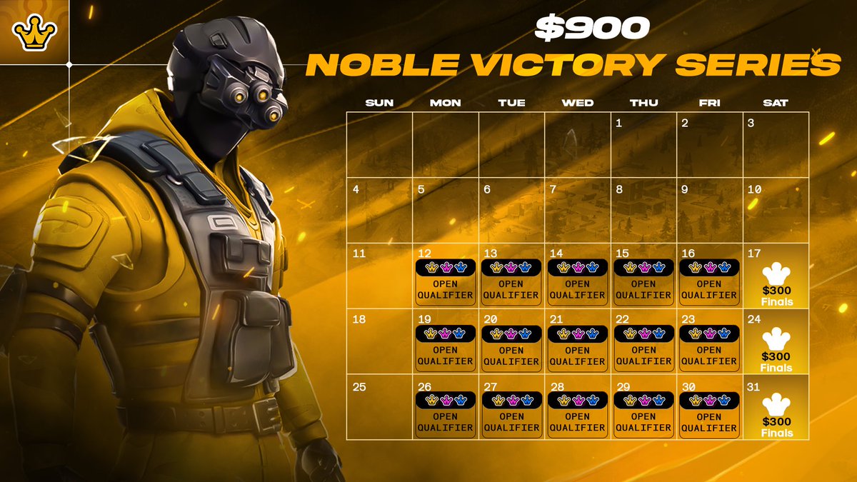 No tourneys this season? Noble’s got you!
$300 Duo Victory Cup is BACK!

Qualifiers: Monday – Friday
Finals: Saturday @ 19:00 CEST

Daily Qualifiers in Opens, Division 0 and Division 3
Win Finals Match = $100
Weekly Prizepool: $300

More information can be found on discord