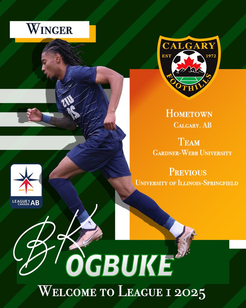 BK Ogbuke is coming home to Calgary!

The Gardner-Webb winger brings serious speed, skill, and determination to Foothills. He’s one to watch this League1 Alberta season!

#FoothillsFC #YYCSoccer #League1Alberta