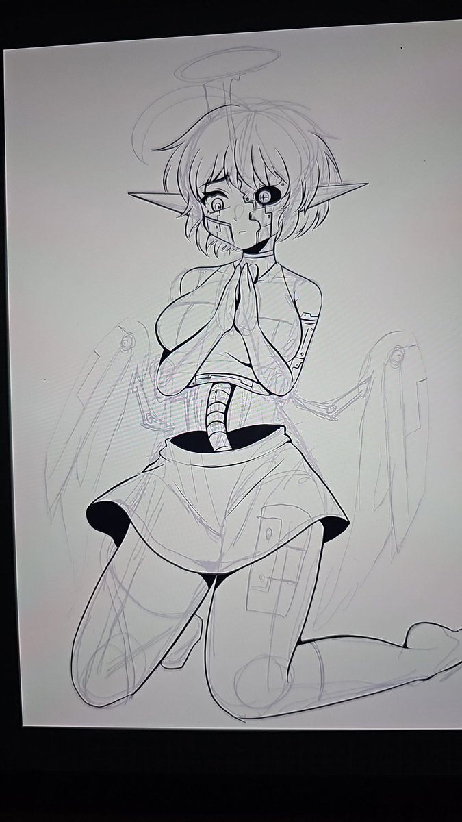 AriaArt0's tweet photo. Makoto Rina's CV design wip!! I'm going on the fact of "downgrading her" ((originally VCV to CV)) and going on the thing of her being a robot angel :V so more of her robot stuff is showing/falling apart if that makes any sense fjdjdhdb
Let me know what yall think!

#utau https://t.co/epZAN4XkWa