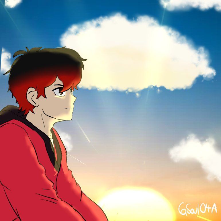 Soul04A's tweet image. Escenario 17. Radiante. 
Rhett disfruta mirar el cielo, sobre todo el amanecer y atardecer, como las nubes cambian de color levemente gracias a los tonos que emite la misma luz del sol. 
El aprecia todo en silencio, y se ríe por su cuenta si ve alguna forma divertida en las nubes
