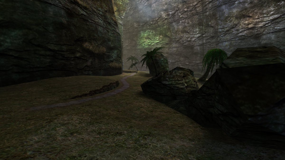 Krull0r's tweet image. Hey there 👋🏻😄
This weekend I spent some time in updating the ground terrain of the lower area in NyLeve.
It’s all BSP and mainly a test how far I can go…
It’s still very low poly but I think it turned out very well. 🤔