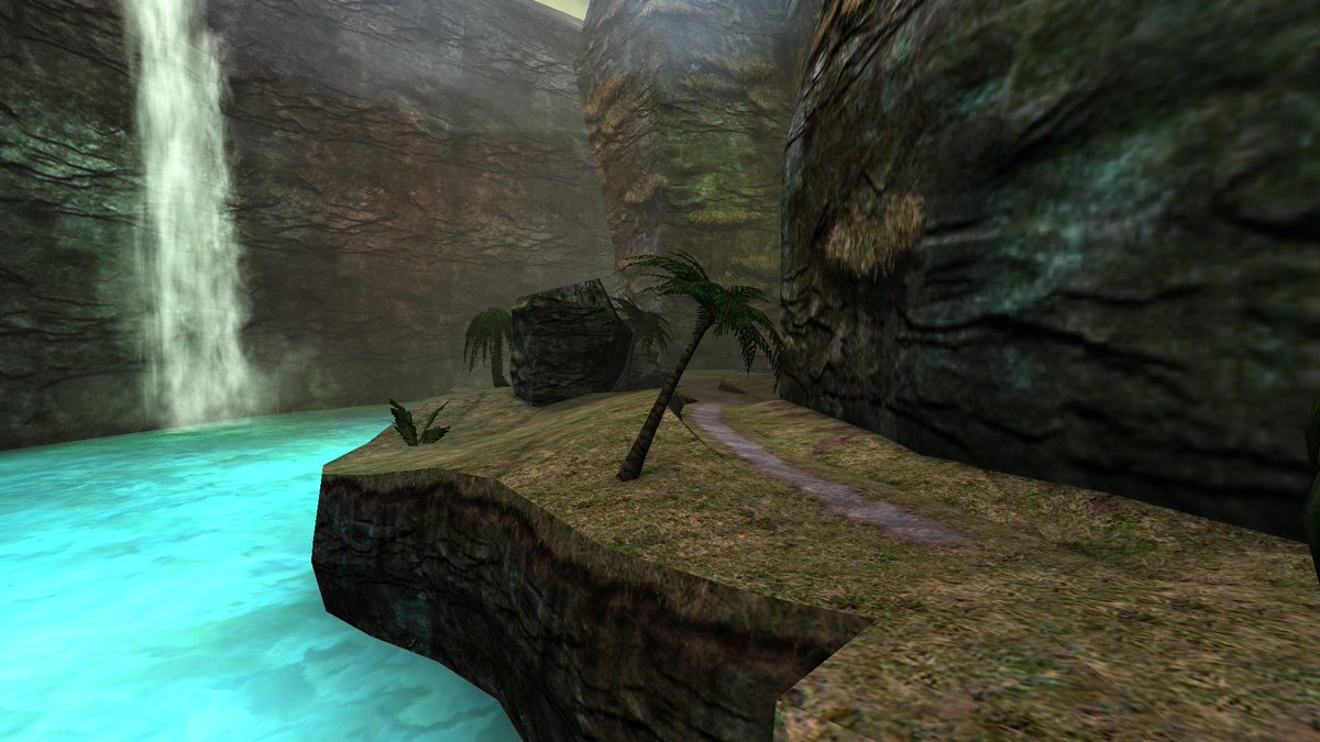 Krull0r's tweet image. Hey there 👋🏻😄
This weekend I spent some time in updating the ground terrain of the lower area in NyLeve.
It’s all BSP and mainly a test how far I can go…
It’s still very low poly but I think it turned out very well. 🤔