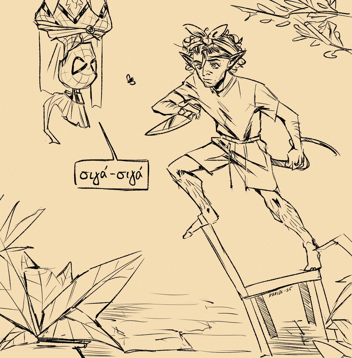karidisz's tweet photo. Two Greeks vs. a «Breaking Bad» fly + aesthetic flowers - that was my peak productivity yesterday

Σιγά-σιγά olives…  
(Slowly does it...)  

Would love a survival guide for artists whose creativity depends entirely on comfort! ❤️  

#digitalart #oc #sketch #artist #Spiderverse https://t.co/r2pdpYp0Wg