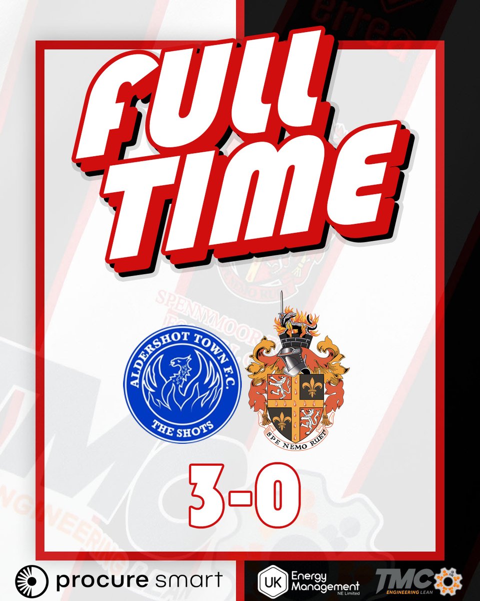 Spennymoor Town FC (@spennymoortown) on Twitter photo Full Time.
It ends in defeat today but everyone connected to Spennymoor Town should be proud of the journey we've been on.
Huge congratulations to <a href="/OfficialShots/">Aldershot Town FC</a>.
π΄3-0β«οΈ | #Moors Full Time.
It ends in defeat today but everyone connected to Spennymoor Town should be proud of the journey we've been on.
Huge congratulations to <a href="/OfficialShots/">Aldershot Town FC</a>.
π΄3-0β«οΈ | #Moors