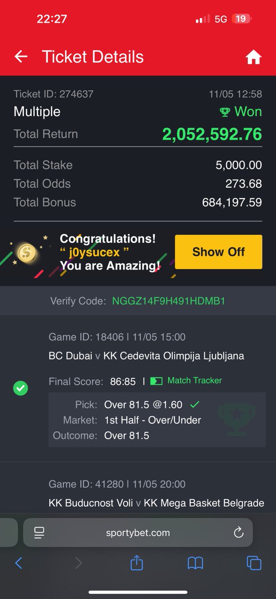 15 games, 1k odds cut 1 

Congratulations to those that won 
Sweet 2meter to end the day 

Join telegram here 👉. t.me/wagerwithjoy
