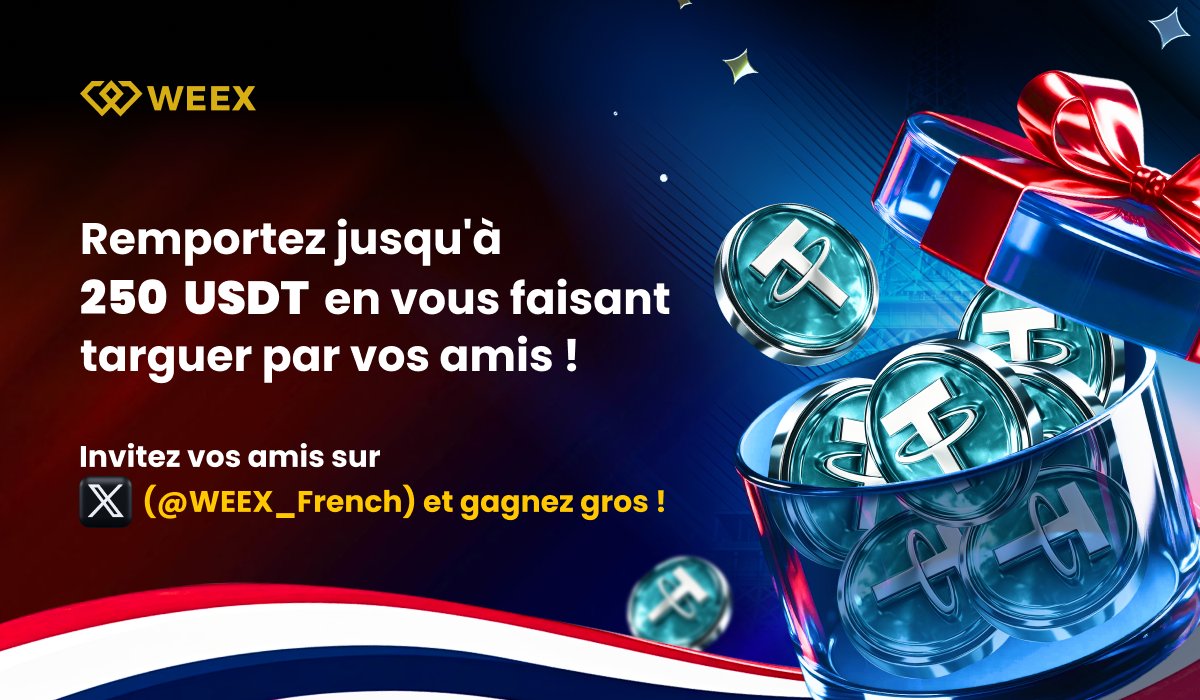 WEEX_French (@weex_french) on Twitter photo 🚀INVITE TES AMIS & GAGNE JUSQU’À 250 USDT !
🎖Participe à la campagne “Invite to Earn” de #WEEXFrench et empoche ta part des récompenses en USDT !
⁉️Comment participer :
1️⃣Likes retweet ce post
2️⃣Invite tes amis qui ne nous suivent pas encore à :
🔹 Suivre <a href="/WEEX_French/">WEEX_French</a>
🔹 🚀INVITE TES AMIS & GAGNE JUSQU’À 250 USDT !
🎖Participe à la campagne “Invite to Earn” de #WEEXFrench et empoche ta part des récompenses en USDT !
⁉️Comment participer :
1️⃣Likes retweet ce post
2️⃣Invite tes amis qui ne nous suivent pas encore à :
🔹 Suivre <a href="/WEEX_French/">WEEX_French</a>
🔹
