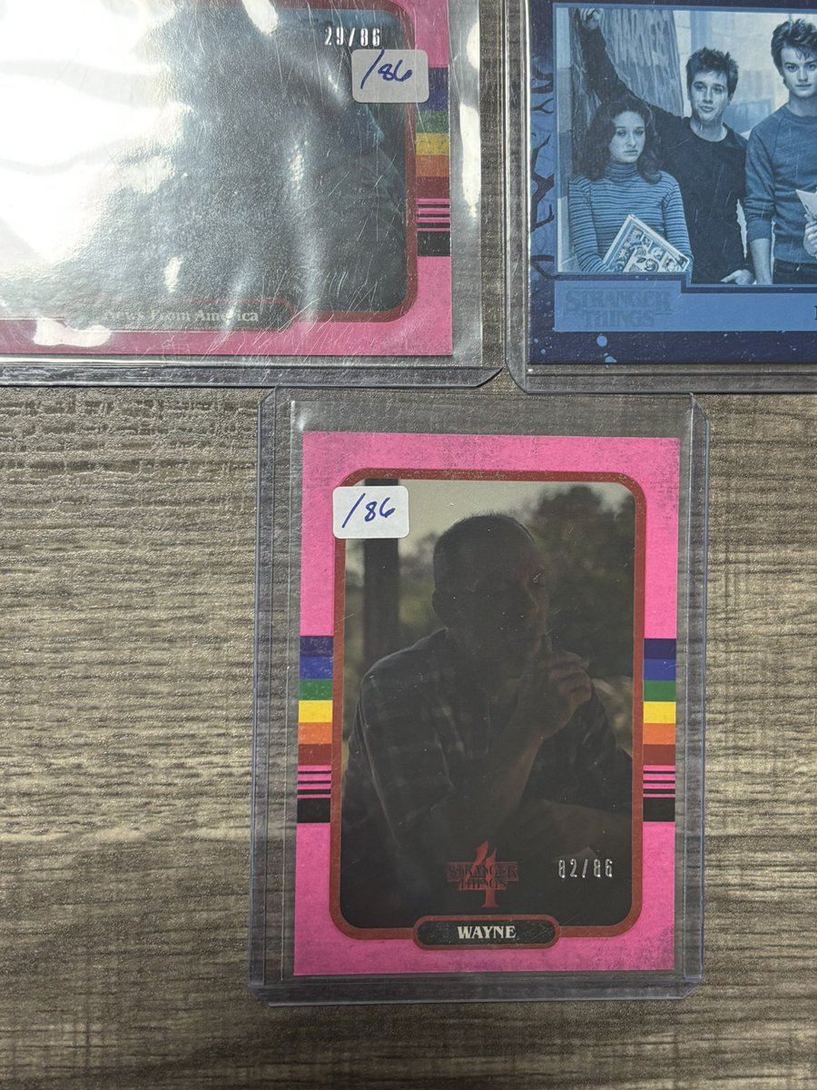 dcnowlan's tweet photo. Stranger Things seven card lot. All numbered. Originally $54 plus shipping individually. Take the lot for $40 shipped BMWT. #dcnconsignment https://t.co/jIbbVV948s