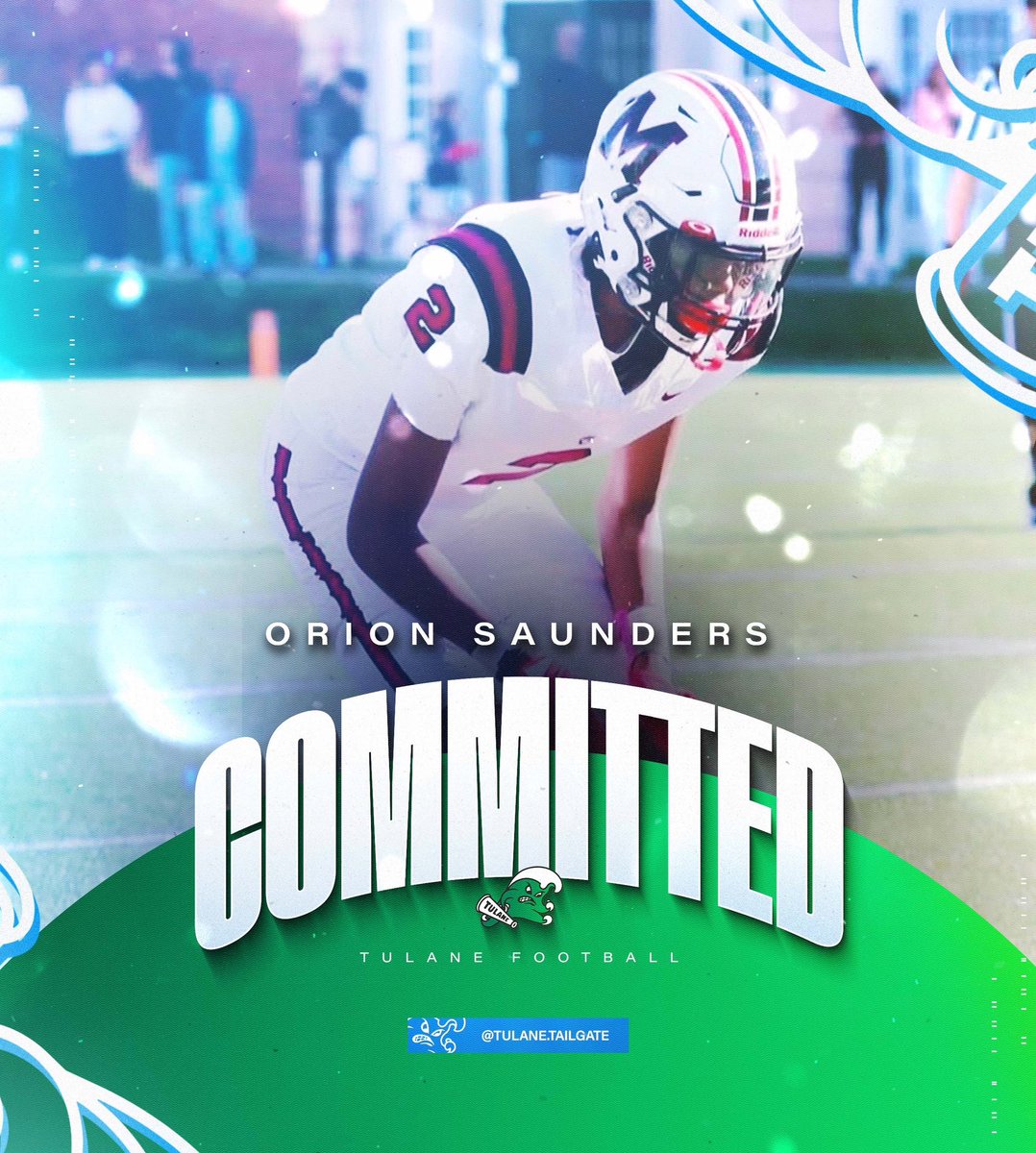 BOOMM!! Tulane lands a commitment from DB Orion Saunders. Orion chose Tulane over Syracuse, Wake Forest, Temple, and many others. He has great length and ball skills for the DB position. Roll Wave🟢🌊