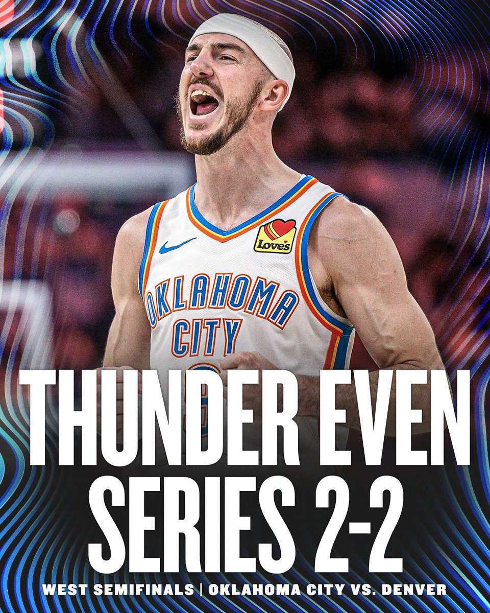 espn's tweet image. Heading back to OKC all tied up 🍿
The Thunder take Game 4 ⚡️