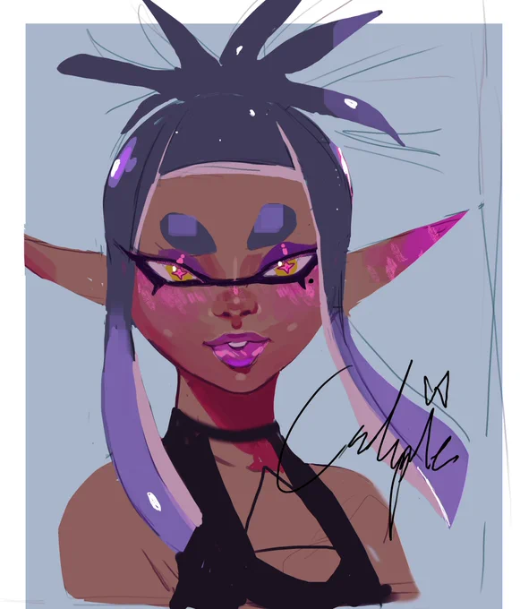 I like the idea that Callie has her own makeup line. it was thrown to her during her early days of being in the Squid sisters, brimming with bright vibrant feminine colors! after splatoon 2 , they produce more mature abit edgier vibe. Her most popular is her lipstick, WILD CHILD. 