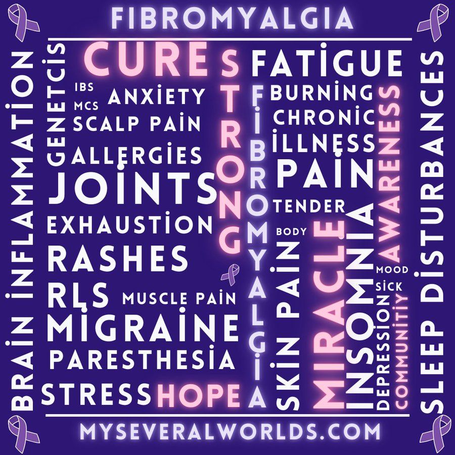 It's #FibromyalgiaAwarenessDay! - Here's a  word cloud for #fibromyalgia: pain, brain inflammation, sleep probs, allergies, skin &amp; scalp pain, fatigue, migraine, paresthesia, depression, hope... What words resonate with you? Read Carrie's story:
🔗
buff.ly/4D8Z5I7