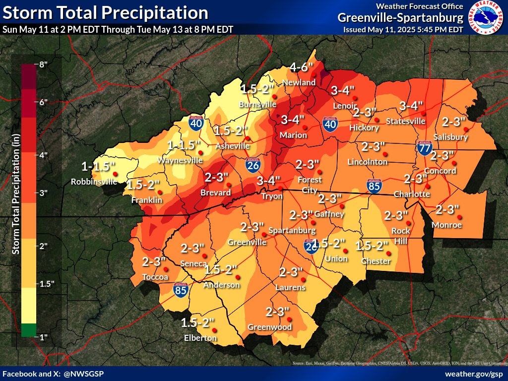 Southeast US Faces 25 Inches of Rain, Flash Flooding and Severe
