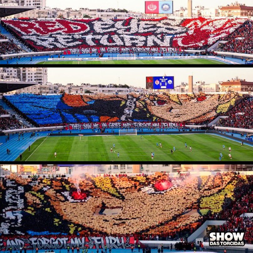 HxHVizuals's tweet image. The Wydad Athletic Club from Morocco uses Kurapika (Scarlet eye) as a Tifo