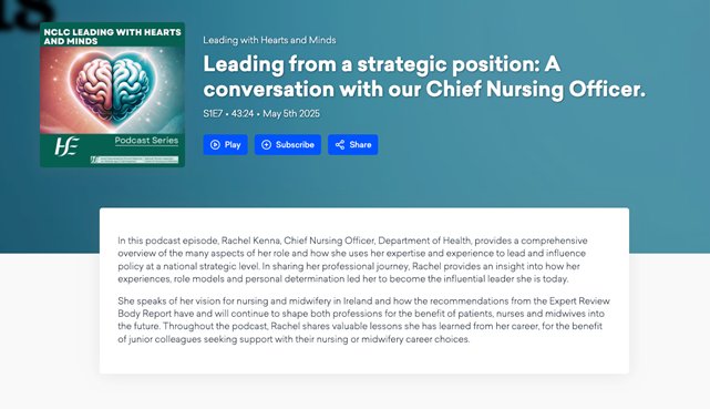 Marie Kilduff (@mariekilduff) on Twitter photo Happy International Day of the Nurse to nurses & student nurses nationally & internationally. In recognition of this special day, I am delighted to share our latest <a href="/NCLChse/">NCLC</a> Leading with Hearts & Minds podcast during which our <a href="/chiefnurseIRE/">CNO's Office</a> <a href="/lieabh/">rachel kenna</a> shares her leadership journey Happy International Day of the Nurse to nurses & student nurses nationally & internationally. In recognition of this special day, I am delighted to share our latest <a href="/NCLChse/">NCLC</a> Leading with Hearts & Minds podcast during which our <a href="/chiefnurseIRE/">CNO's Office</a> <a href="/lieabh/">rachel kenna</a> shares her leadership journey