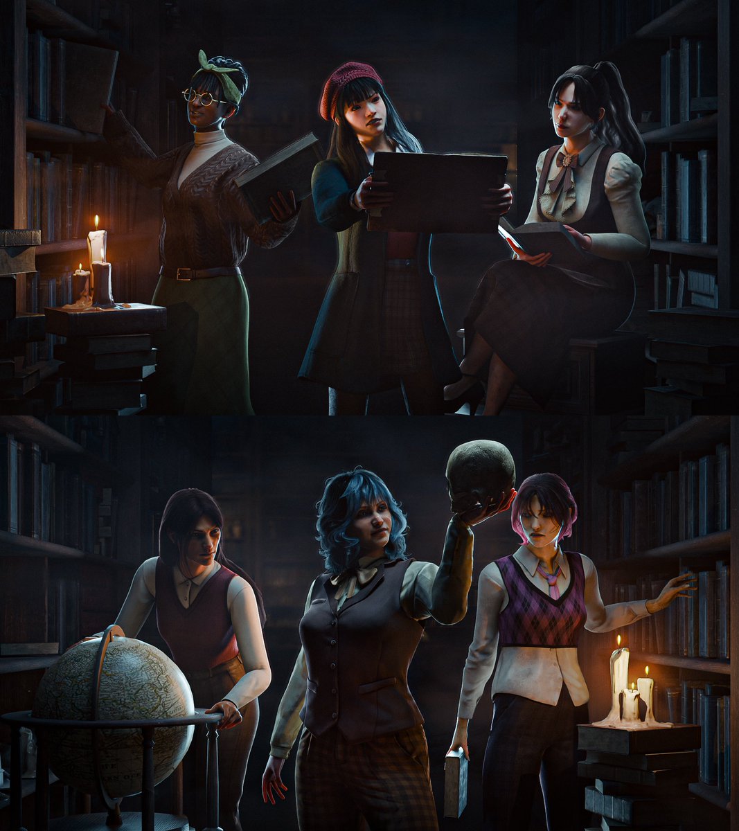 Dark Academia cosmetic concept collection #DeadbyDaylight 

individual outfit focus in thread