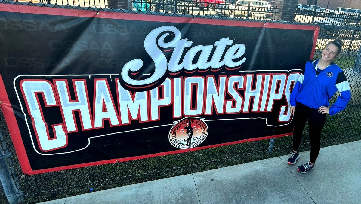 Harrah Lady Panther Katie Vinson with a Top 10 finish at Oklahoma State Track Meet.