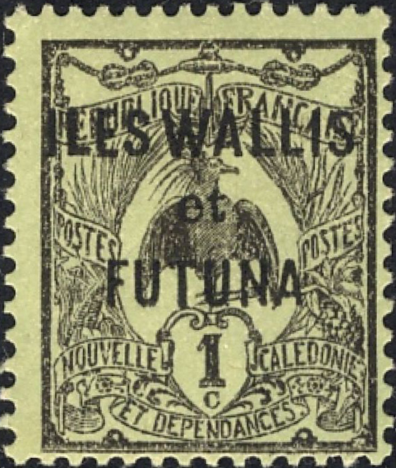 FIRST ISSUE of the Day: Wallis &amp; Futuna Is. Sc 1/ SG 1 issue 1st May 1920. The Wallis and Futuna Islands, north-east of Fiji, were discovered by Captain Wallis in HMS Dolphin in 1767. They became a French protectorate in 1888 and were administered by New Caledonia. #philately