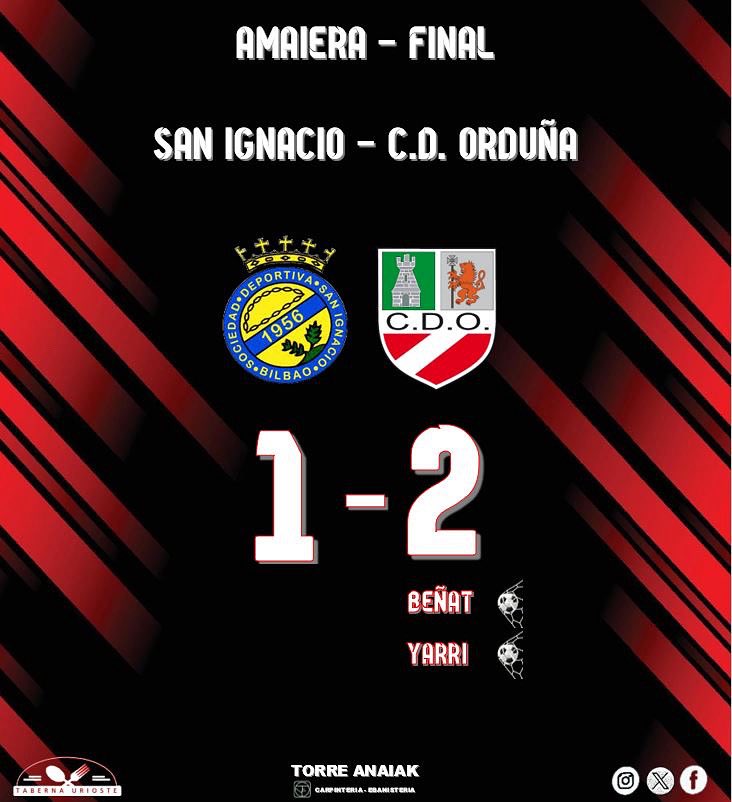 🔴⚪️PRIMER EQUIPO🔴⚪️
Amaieraaaaaaaa / Finaaaaaaaaallll
San Ignacio 1-2 C.D. Orduña