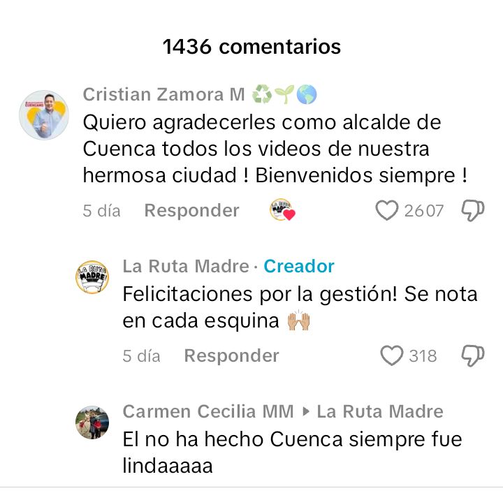CuencaCuento's tweet photo. Bien hecho por metido...😂
#Zamora se mete a comentar un TikTok de unos argentinos sobre #Cuenca, insinuando que él la hizo así.
Pero los cuencanos no son tontos y le cayeron con todo. 🫣
#AlcaldeVendeHumo https://t.co/HZavJCPpR6